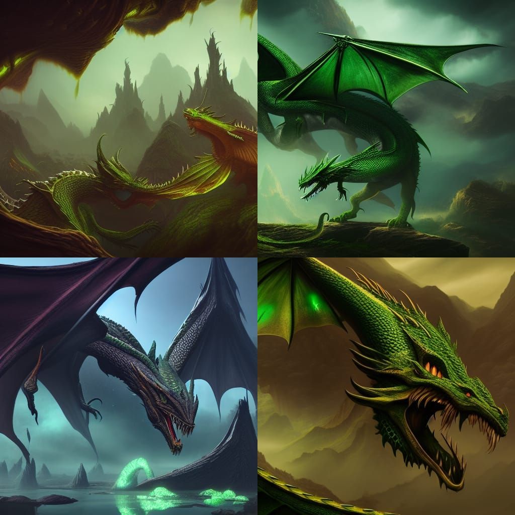 Fantastical Green Dragon Concept Art in 8K