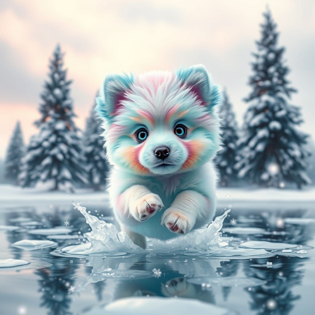 Crystal Puppy Leaps into Winter Wonderland