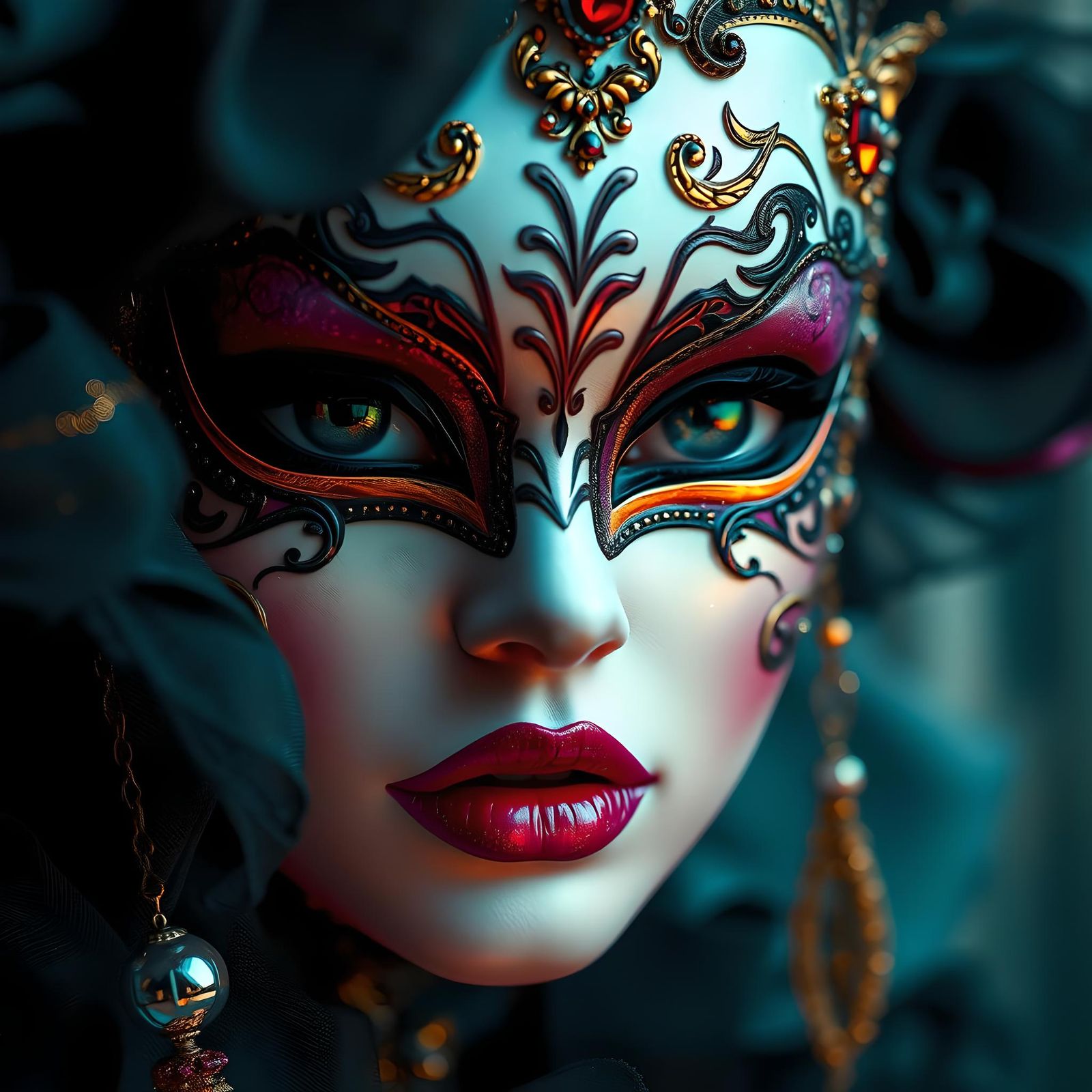 Masquerade in Magic Surrealism with Prismatic Lighting