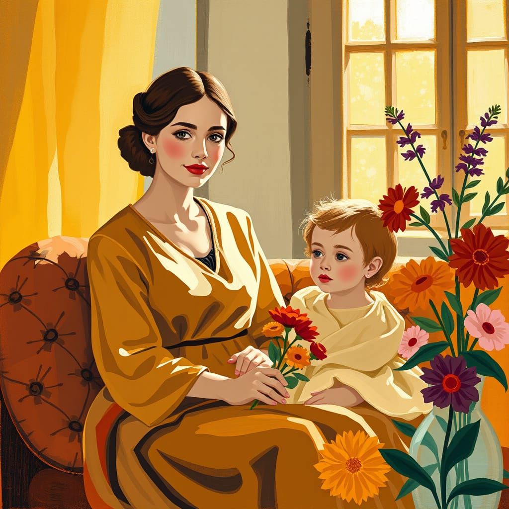 Mother and Child in Vibrant Fauvist Colors