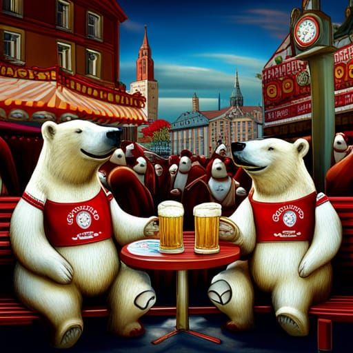Polar Bears Enjoying Oktoberfest in Munich