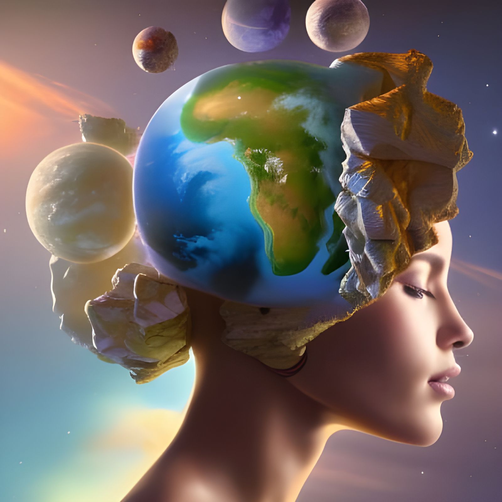 Goddess of Earth: Surreal Digital Portrait