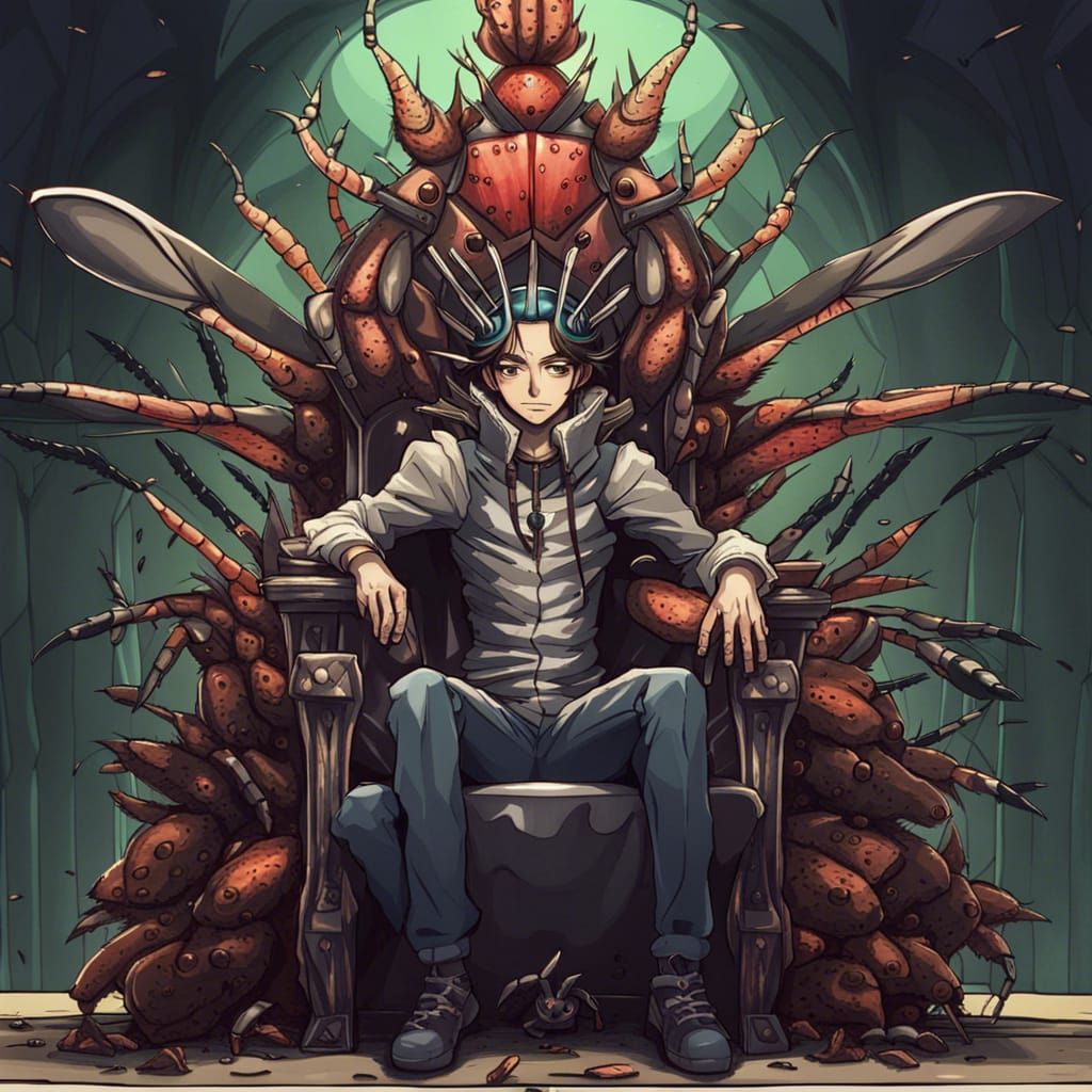 Anime King of Bugs on Throne