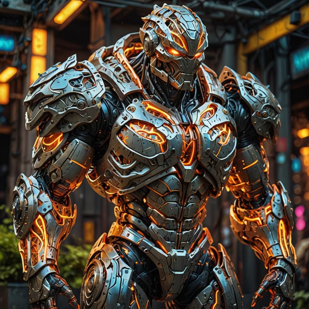 Armored Organic Golem in Neon Colors