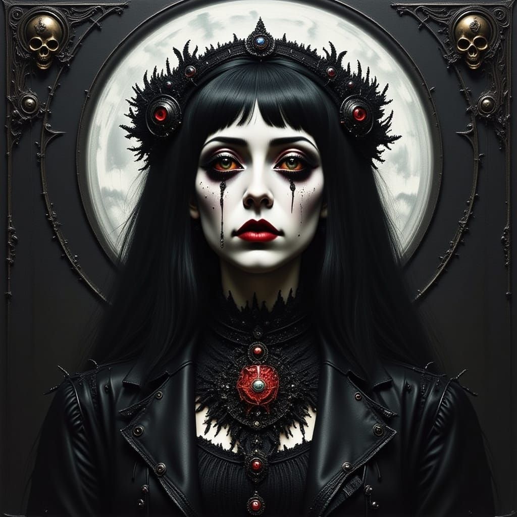 Beautiful Goth Woman in Modern Digital Art Style
