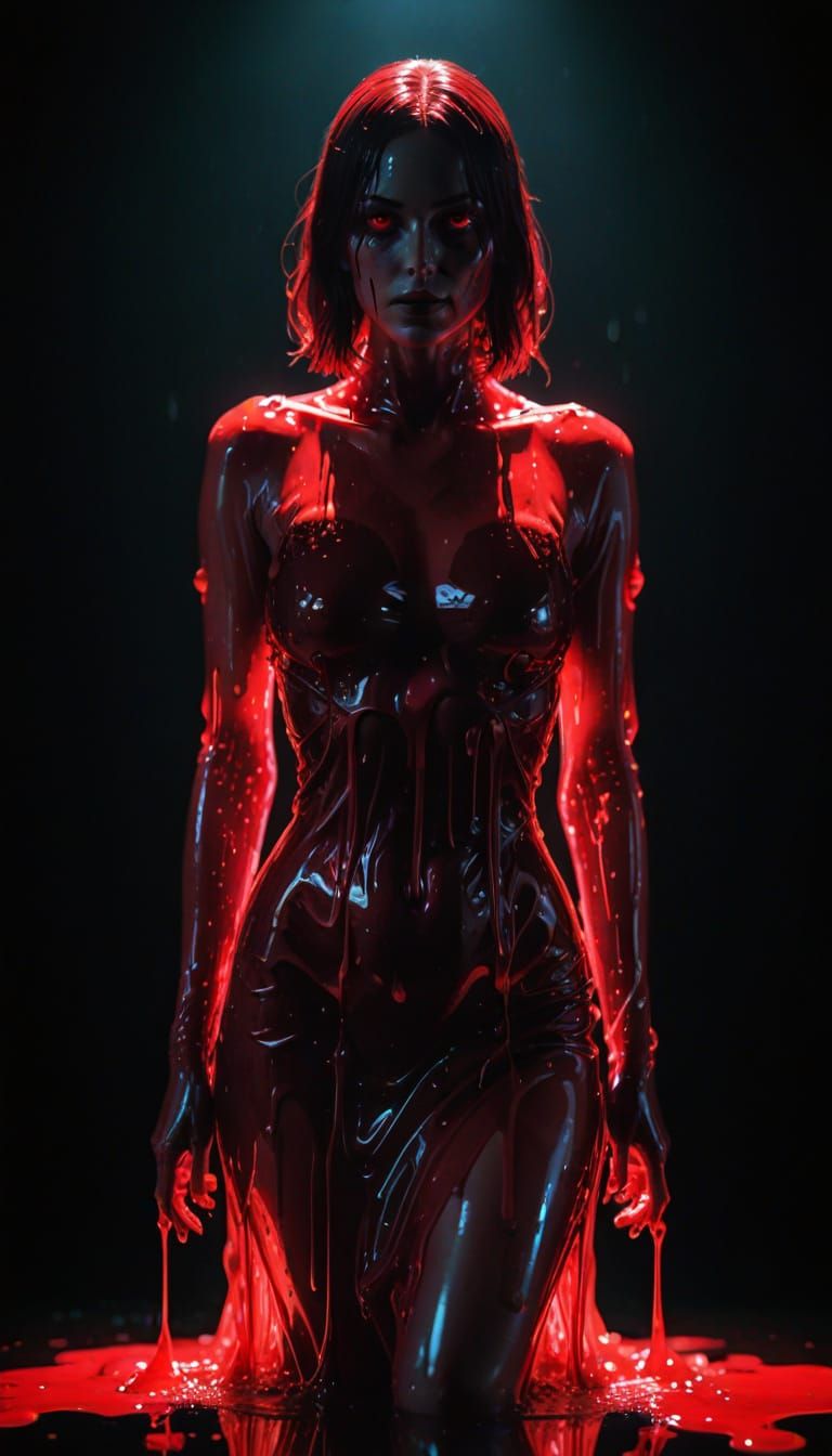 Refracted Red Light on Translucent Slimegirl