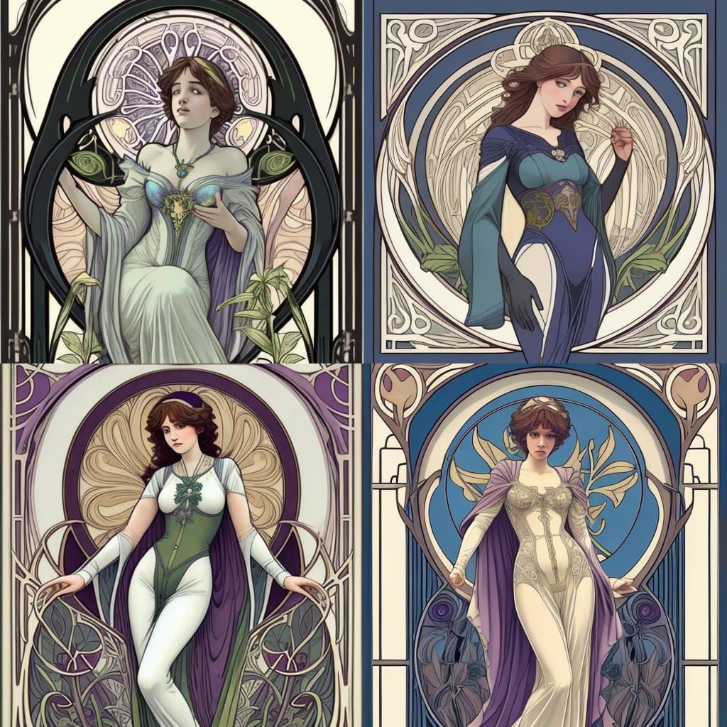 Elegant Art Nouveau Style Digital Artwork