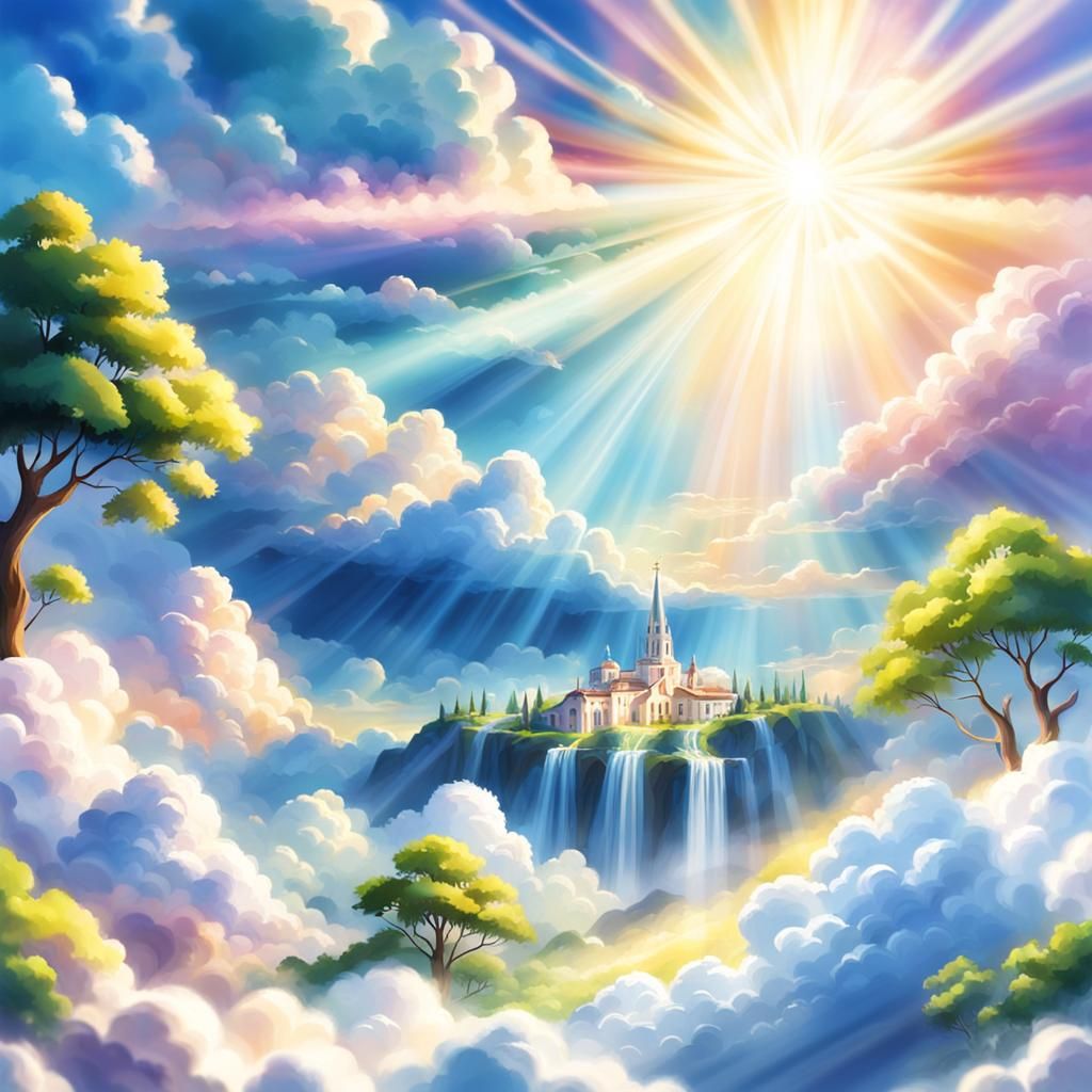 Divine Sunshine Beams Through Soft Clouds