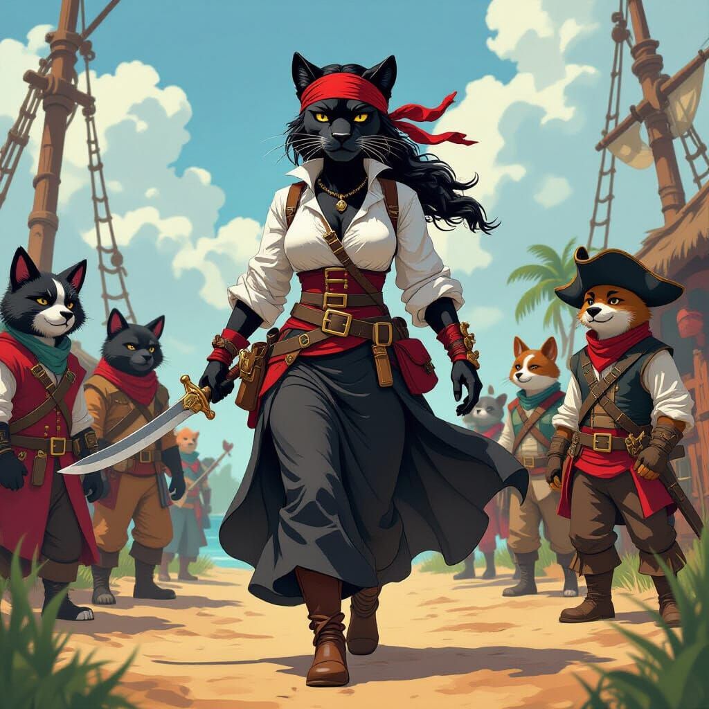 Panther Pirate Leads Animal Crew in Whimsical Style