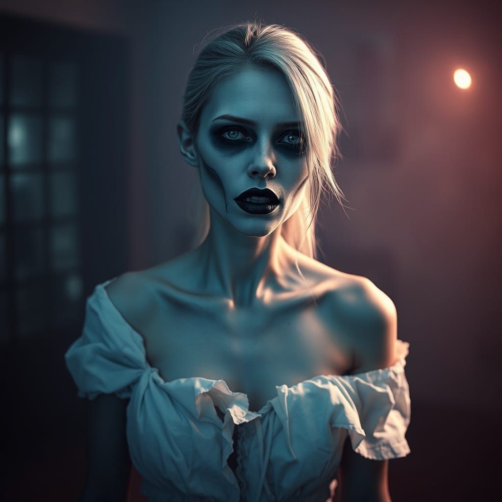Eerie Zombie Woman in Digital Art Style