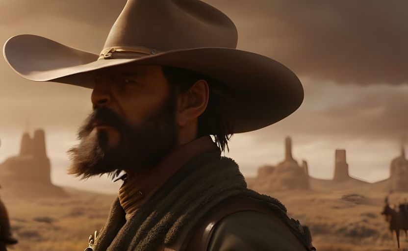 Cowboy Portrait in Western Comic Art Style