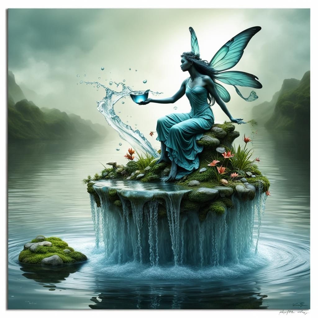 esprit de l'eau , photographique, 3d, hyperréaliste fine art...