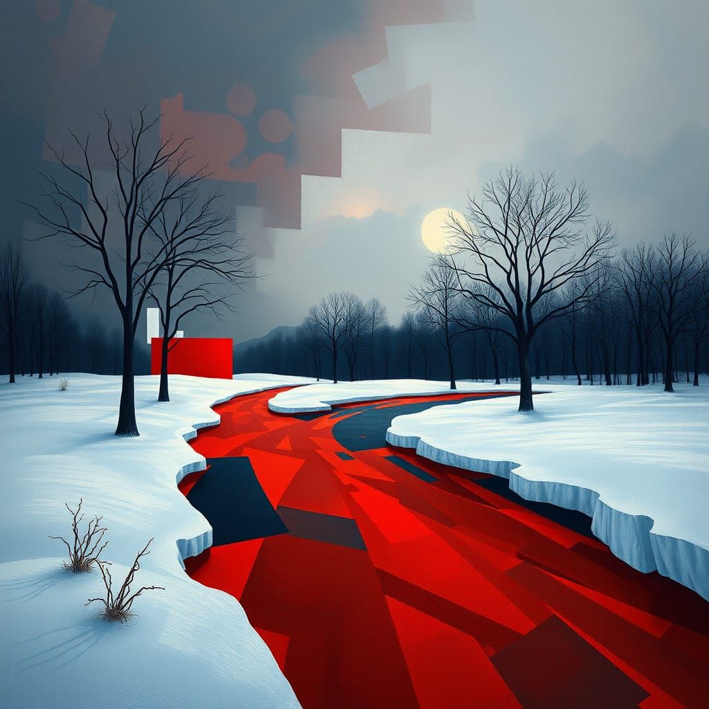 Suprematist Winter Wonderland in Vibrant Geometric Hues