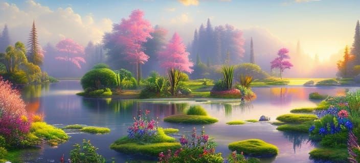 Hyperrealistic Garden of Eden Digital Painting
