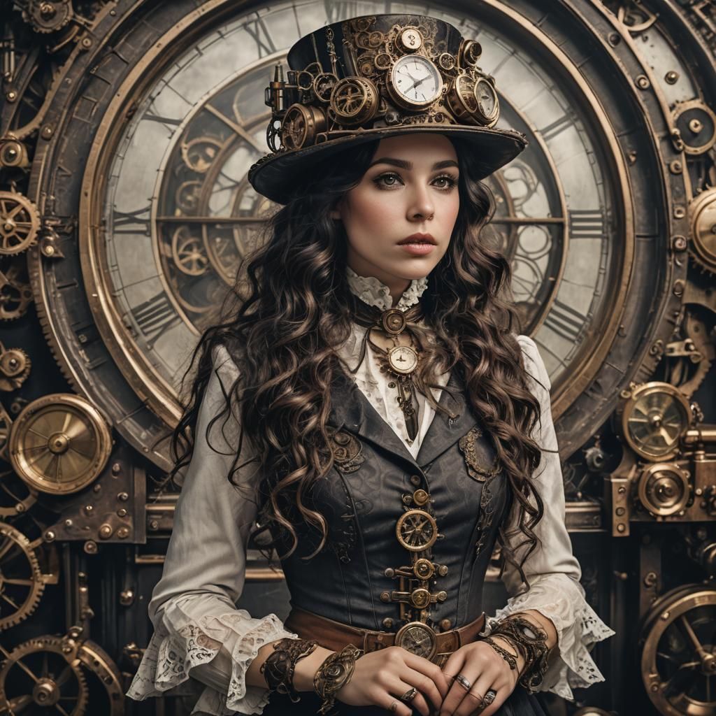Steampunk Eliza Doolittle in Hyperrealistic Style