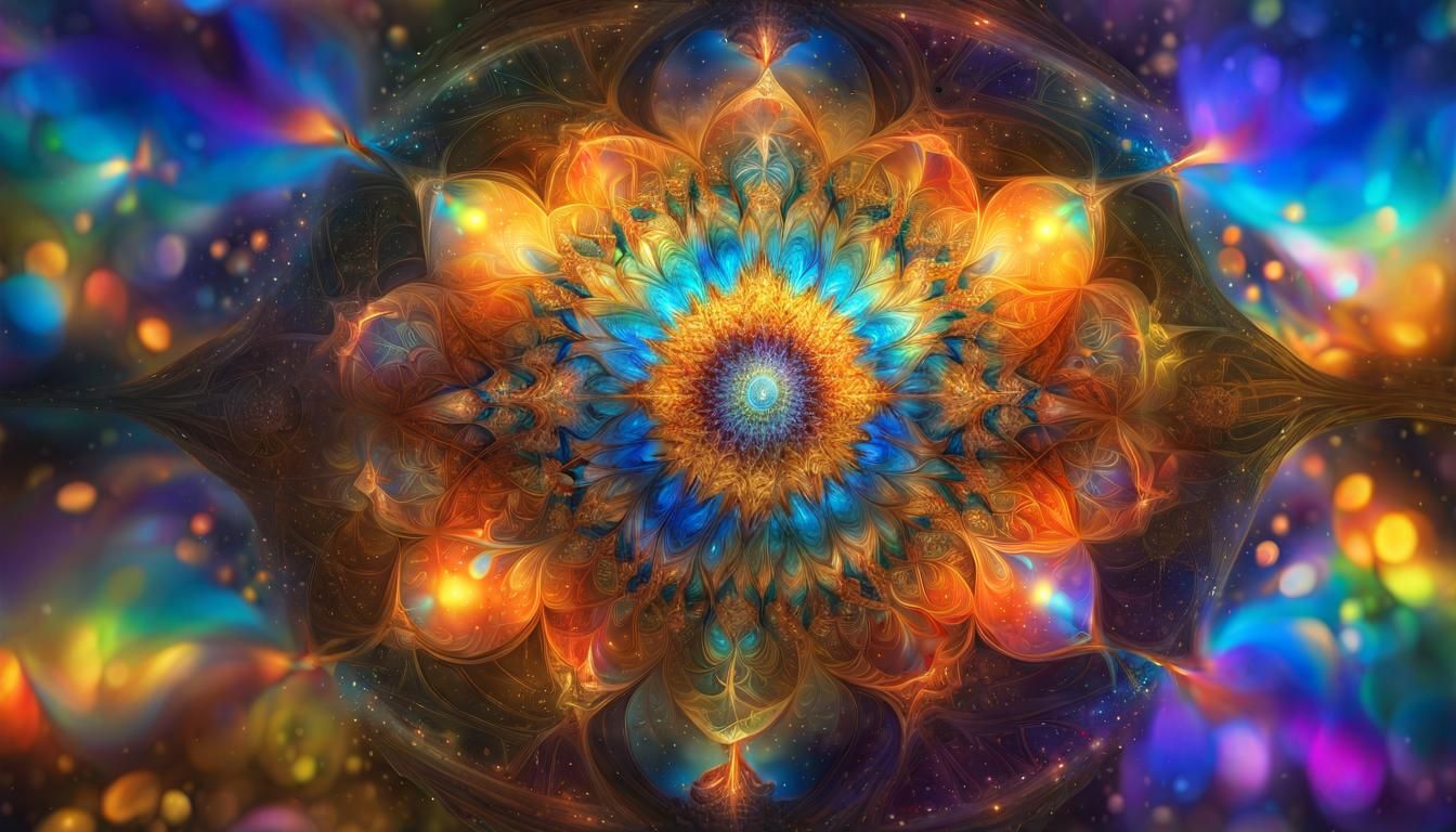 Psychedelic View of Matter's Elements in Acrylic