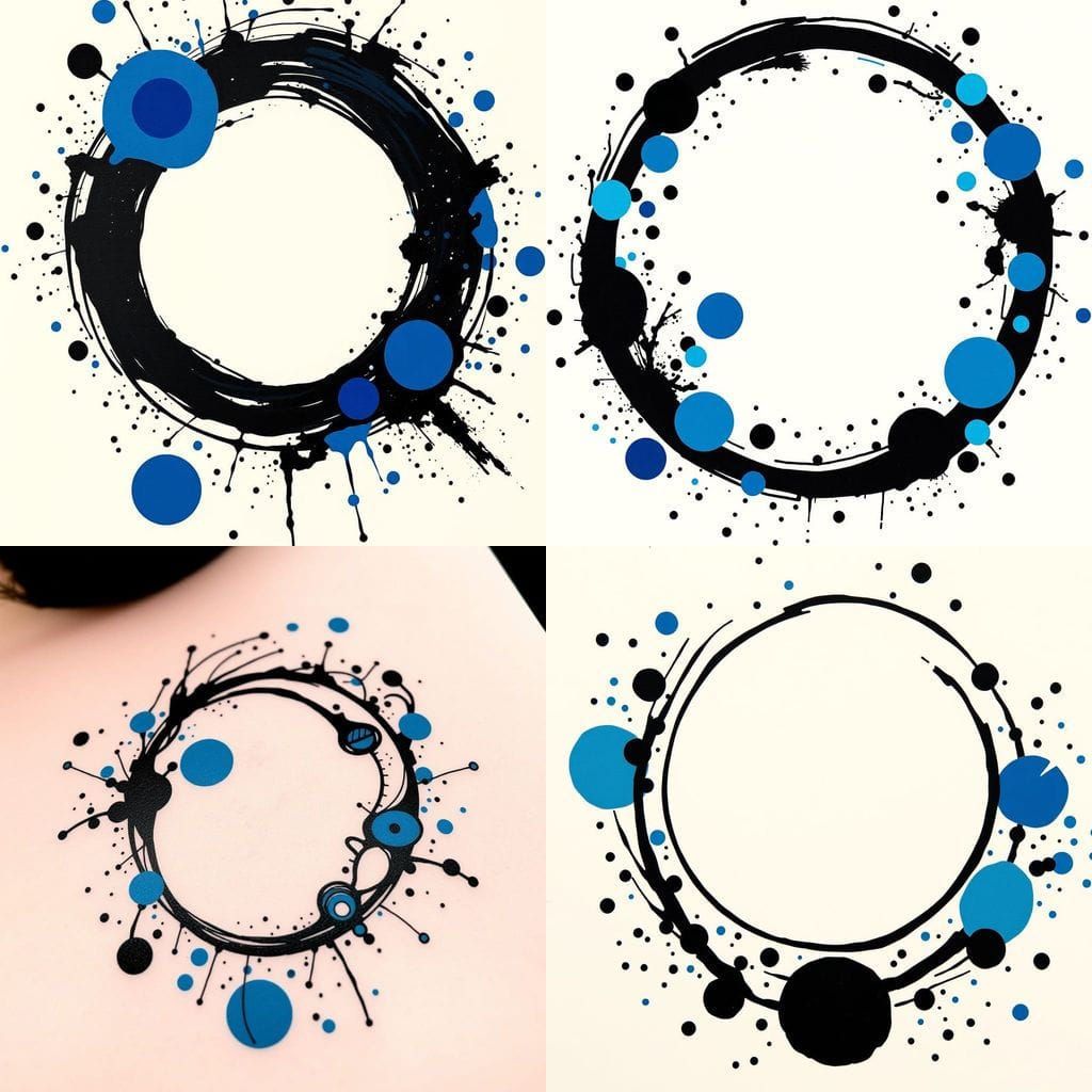 Stunning Zen Enso Circle Tattoo Design in Polka Dot Style