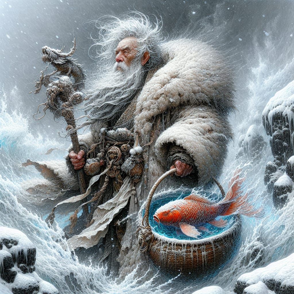 Monk and Magical Koi Brave Snowstorm