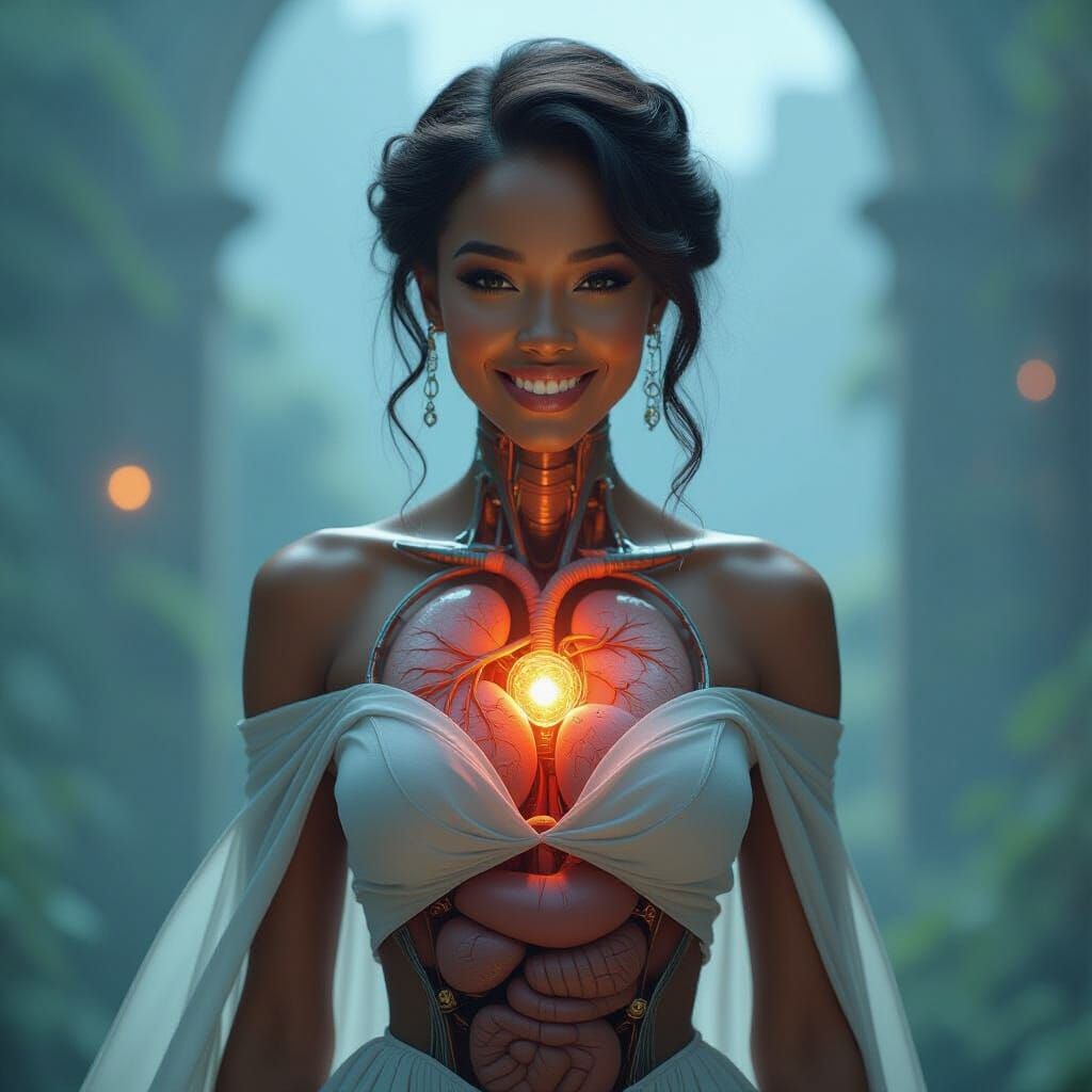 Transparent Glass Woman with Visible Organs