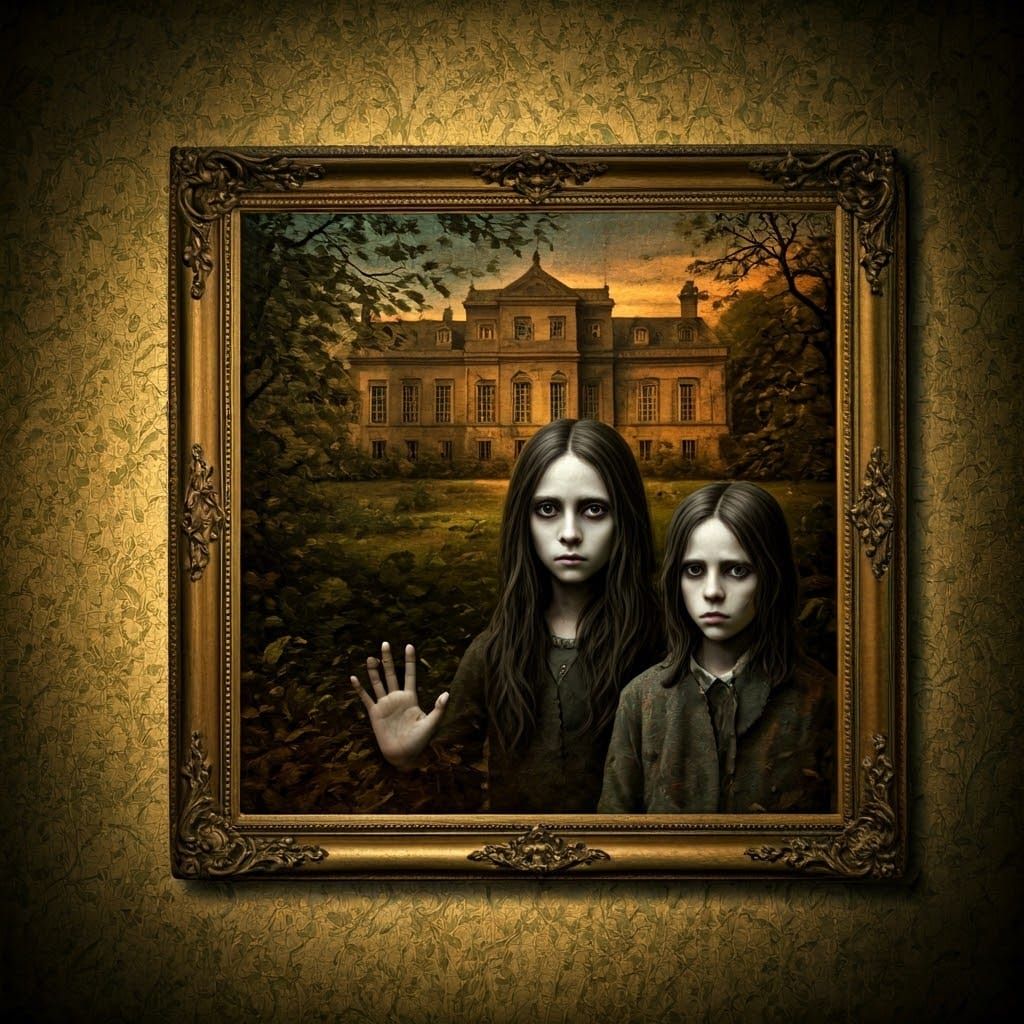 Faded Baroque Painting of Victorian Family at Dusk