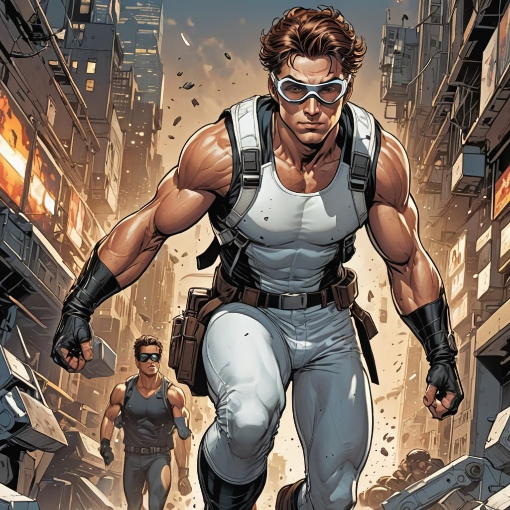 Comic Book Art: Man in Goggles and Spandex