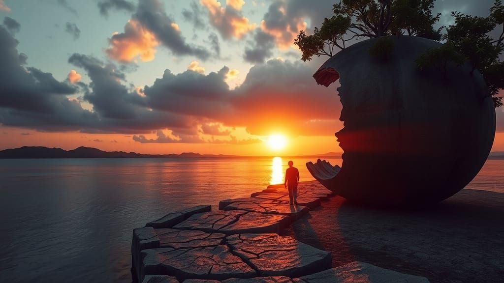 Surreal Landscape at Dusk Over Rawa Pening