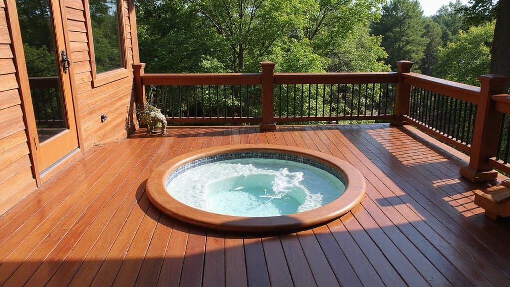 Luxury Mahogany Deck with Jacuzzi: Outdoor Retreat