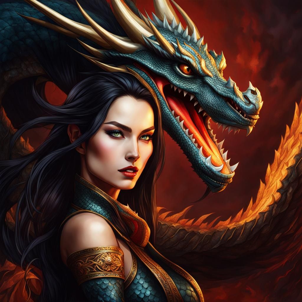 Dragon Lady Rides Great Dragon