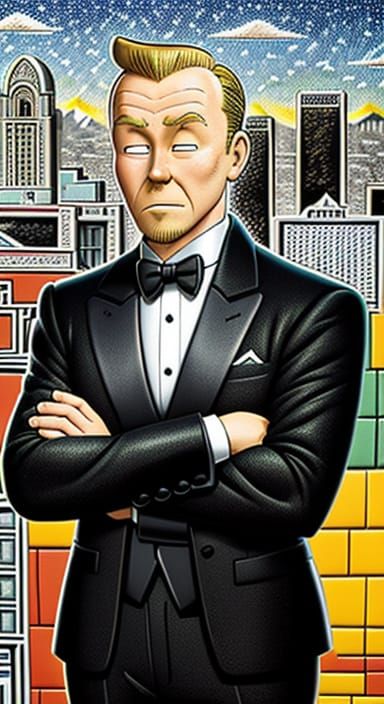 Tintin Tuxedo Portrait in Minimalist Line Art