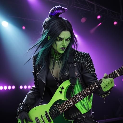 anthropomorphic headbanging metalhead frog