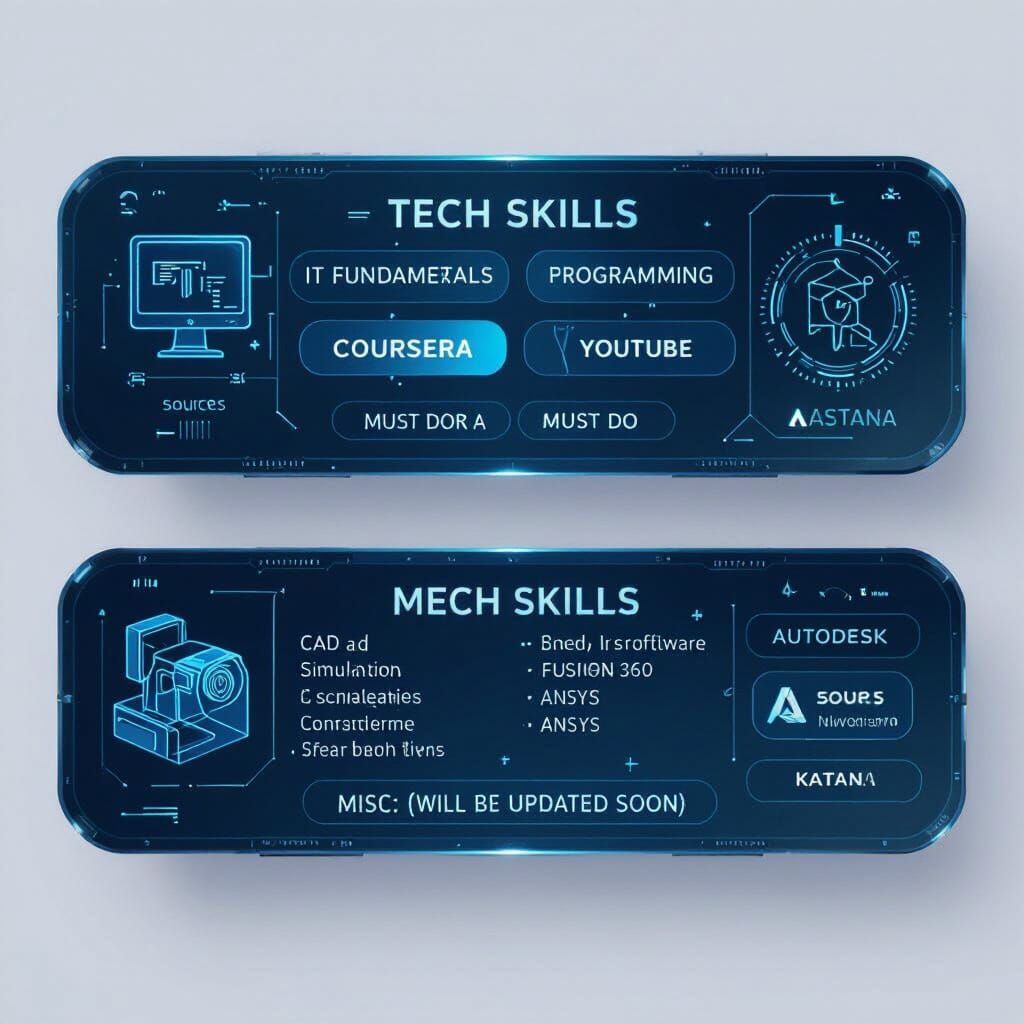 Futuristic HUD Displaying Skill Development Plans