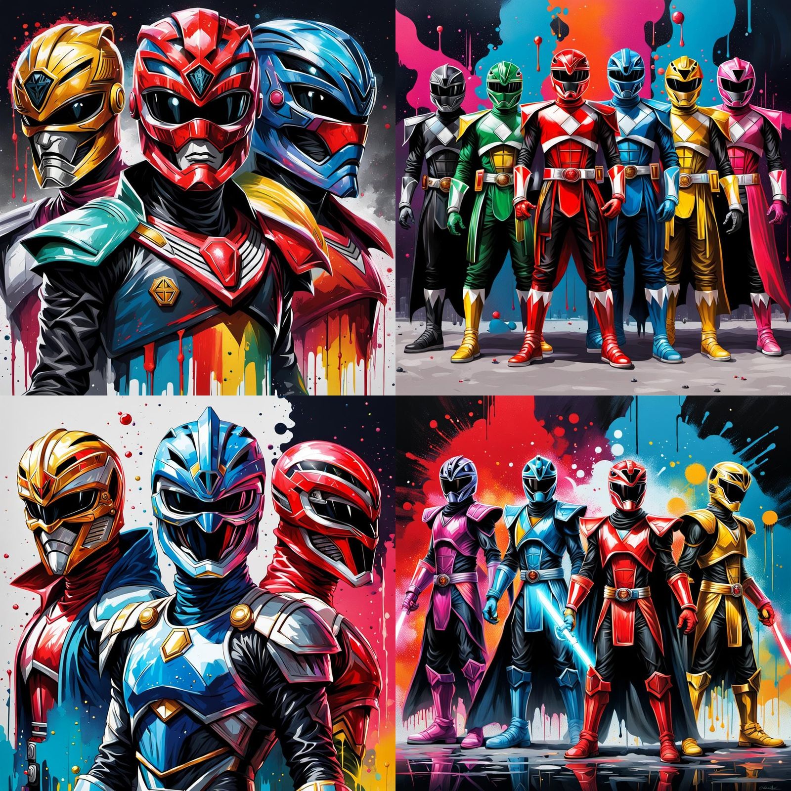 Power Rangers as Sith Lords: Graffiti Art