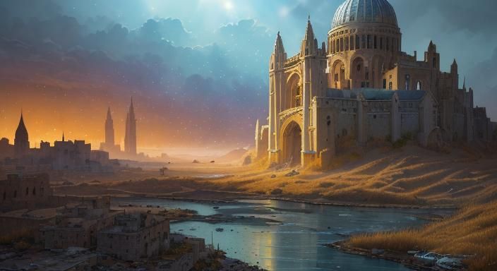 Dystopian Naive Art: From Medieval City to Ruins