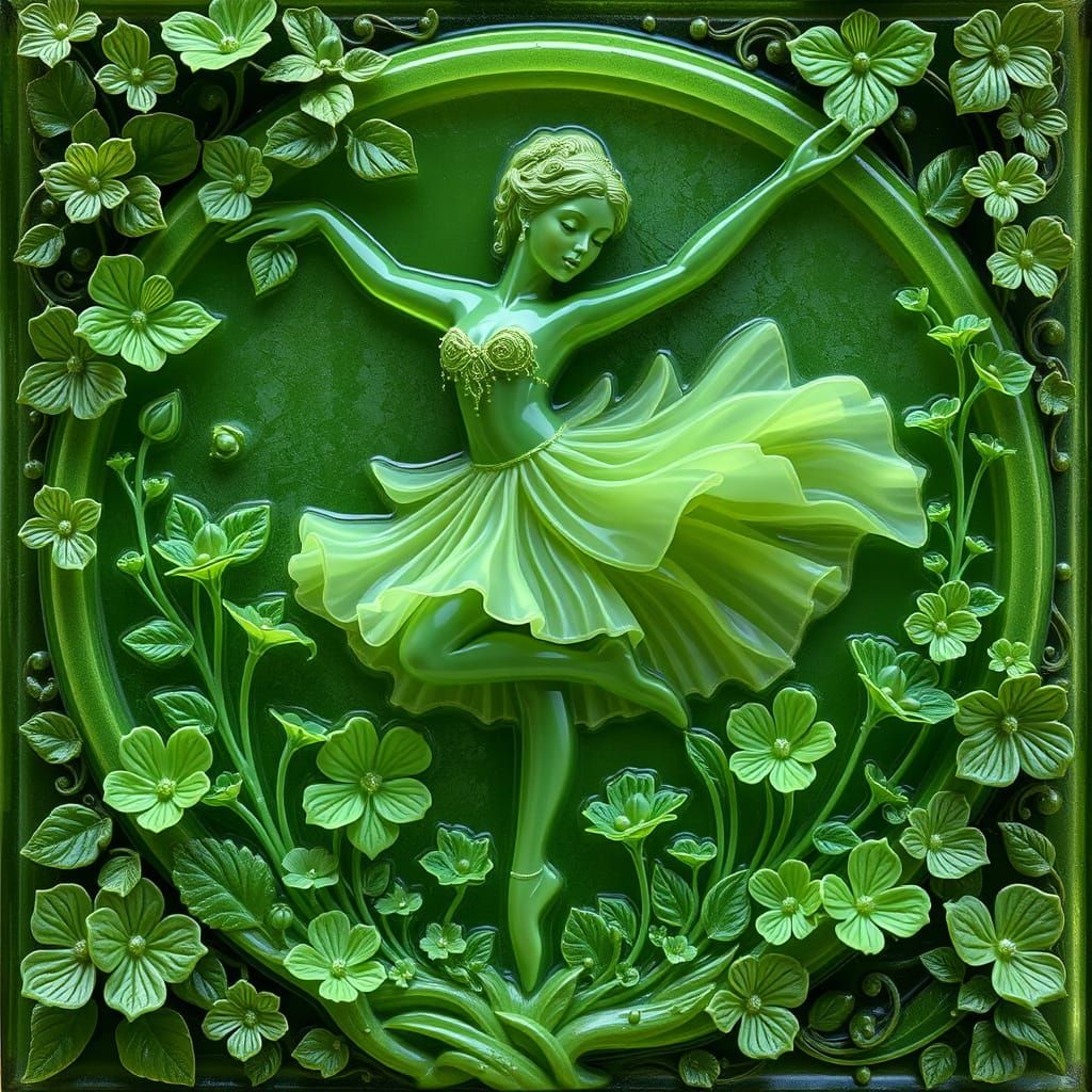 Peridot Ballerina Sculpture in Art Nouveau Style