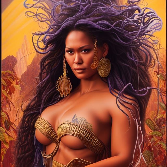 Sensual Samoan Woman in Ethereal Fantasy Art