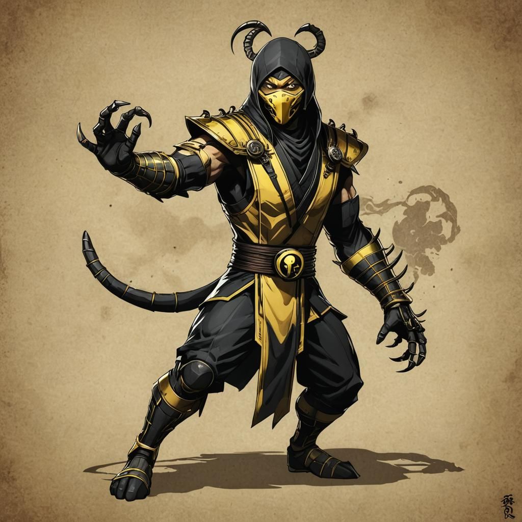 Scorpion Cat Combat Pose in Anime Style