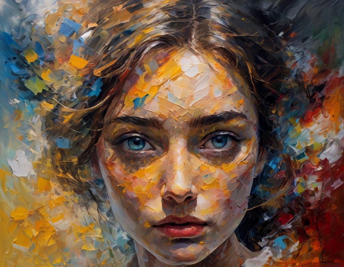 Dreamlike Portrait in Vibrant, Swirling Colors