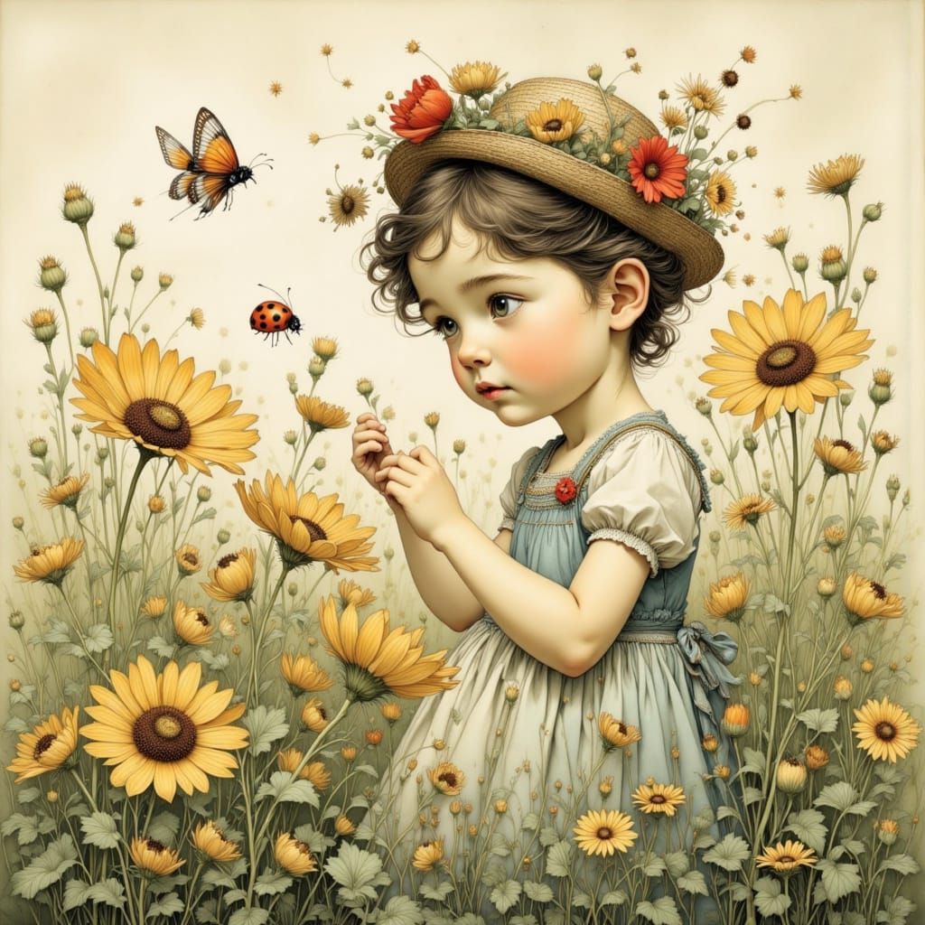 A whimsical garden scene