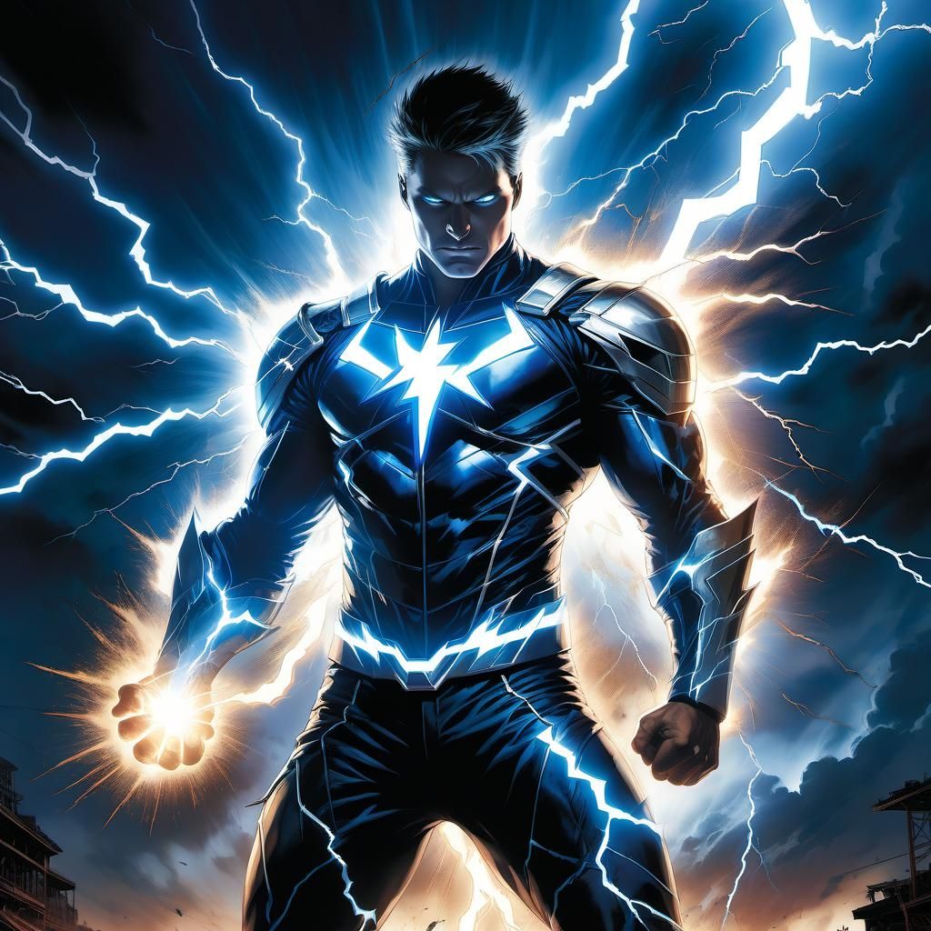 Lightning Explosion Silhouette with Energy