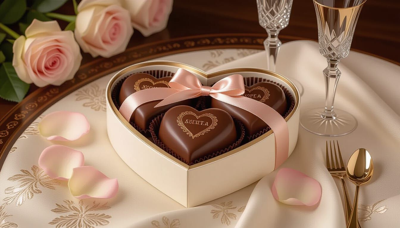 Heart Chocolates in Watercolor Style