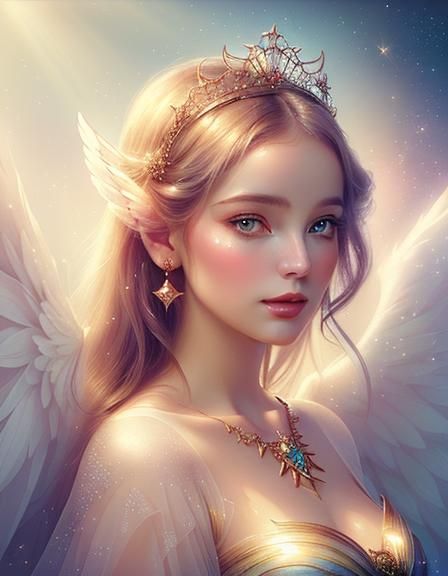 Angel With Wings in Hyperrealistic Fantasy Art