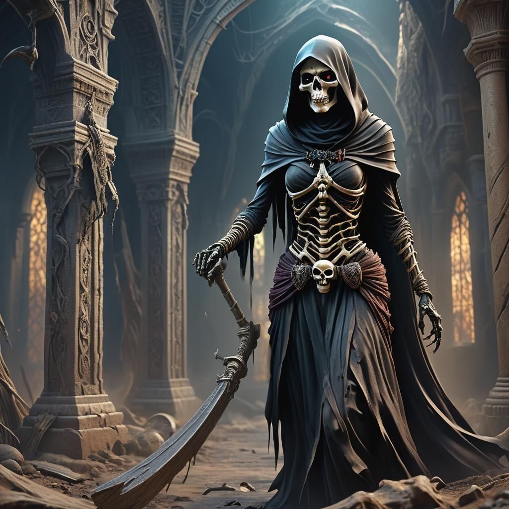 Mummy Grim Reaper in Detailed Matte Painting
