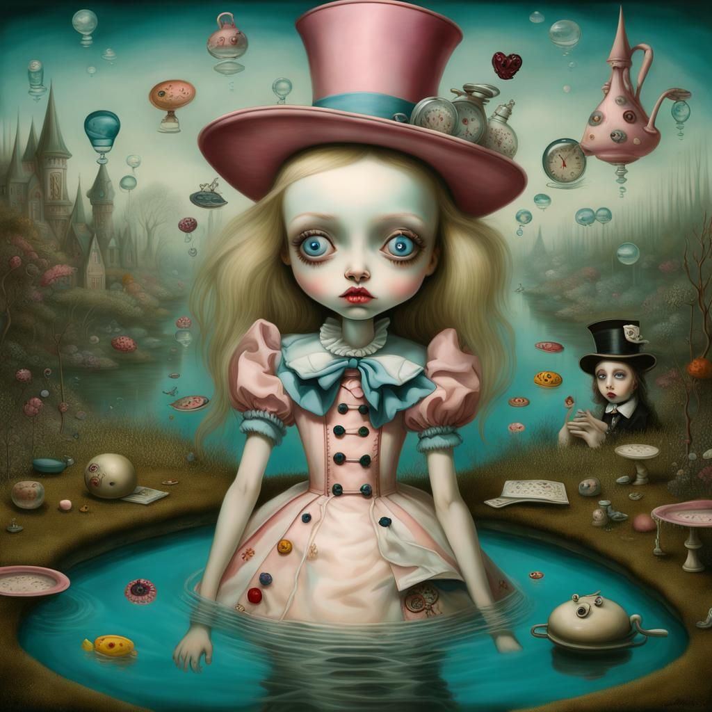 Surreal Pool of Tears in Wonderlandcore Style