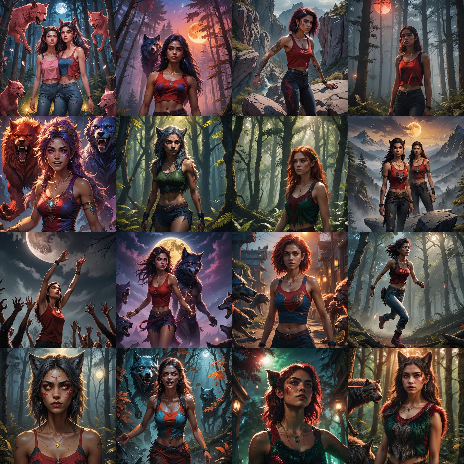 Half-Werewolf Teen in Red Top: Fantasy Concept Art