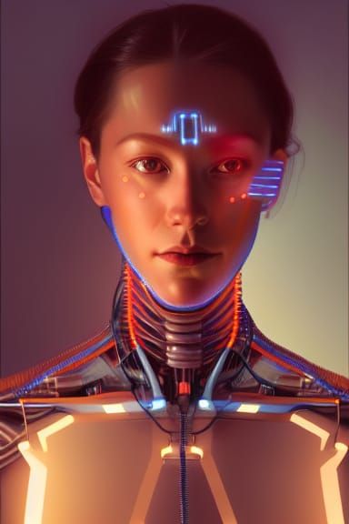 Cybernetic Male Robot Portrait in 8k Resolution
