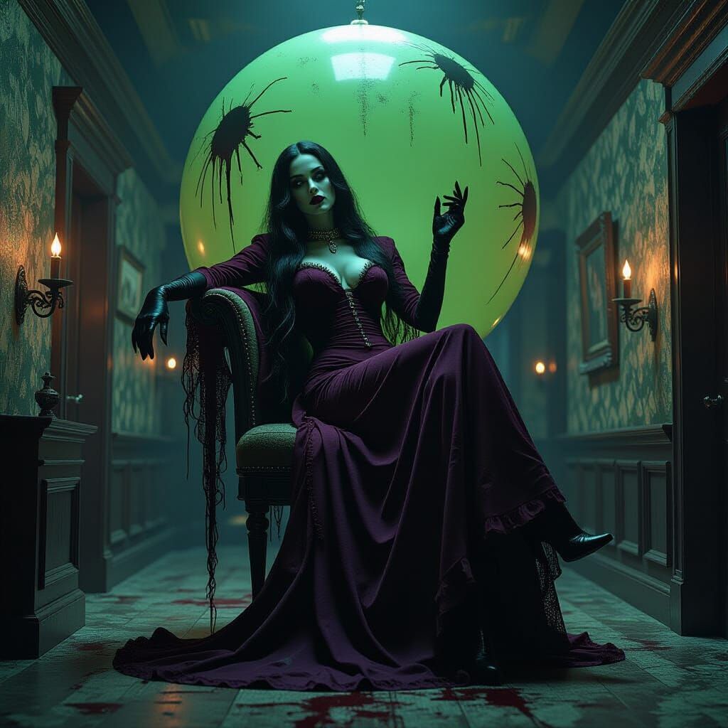 Zombie Scarlet Witch on Halloween Balloon in Haunted House