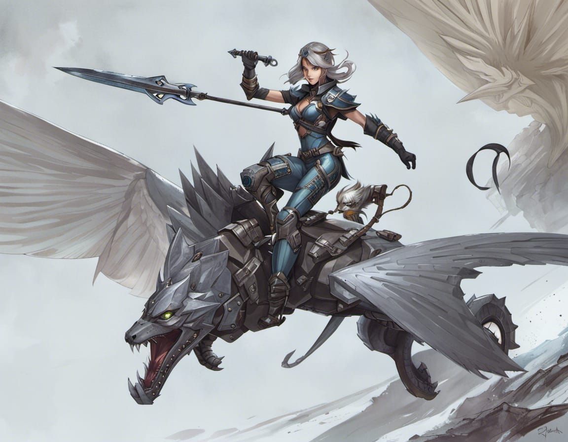 Cyborg Raptor Rider Concept Art