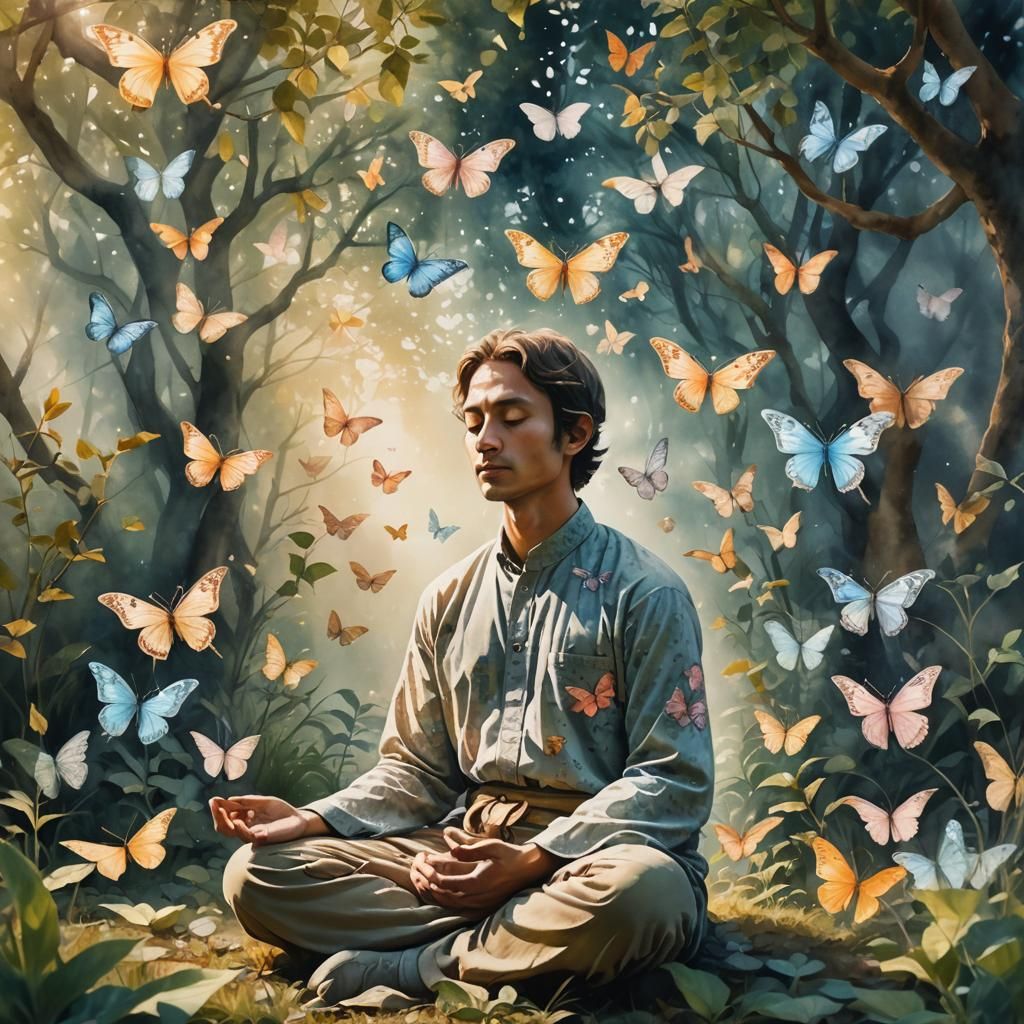 Meditative DNA Transformation in Surreal Garden