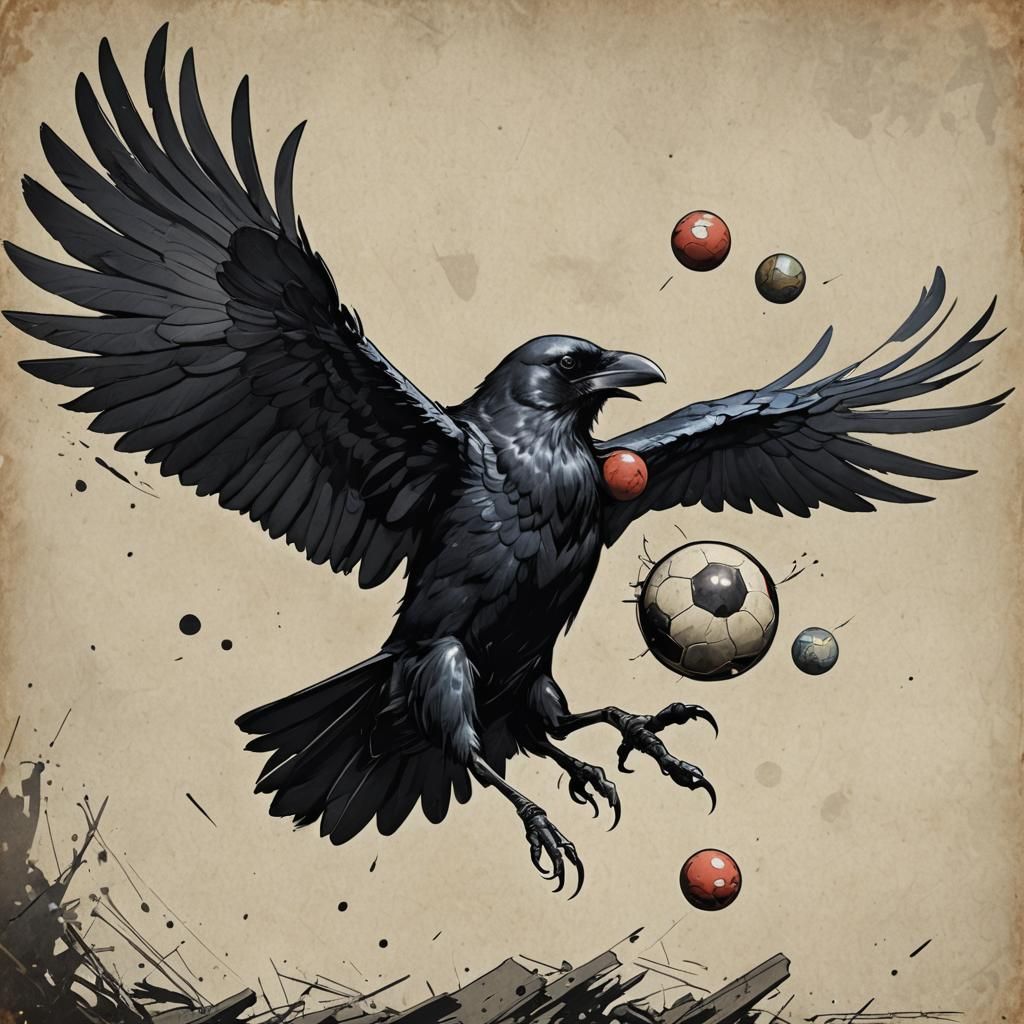Crow in Salvagepunk Anime Style With Sphere
