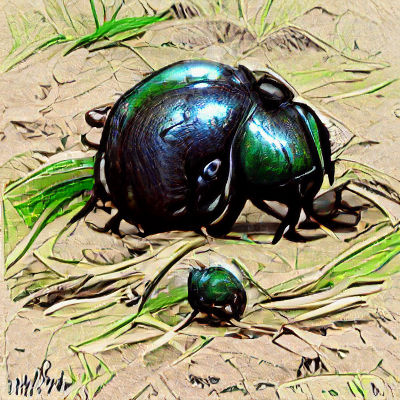 Dung Beetle Rolling Dung Ball Photo